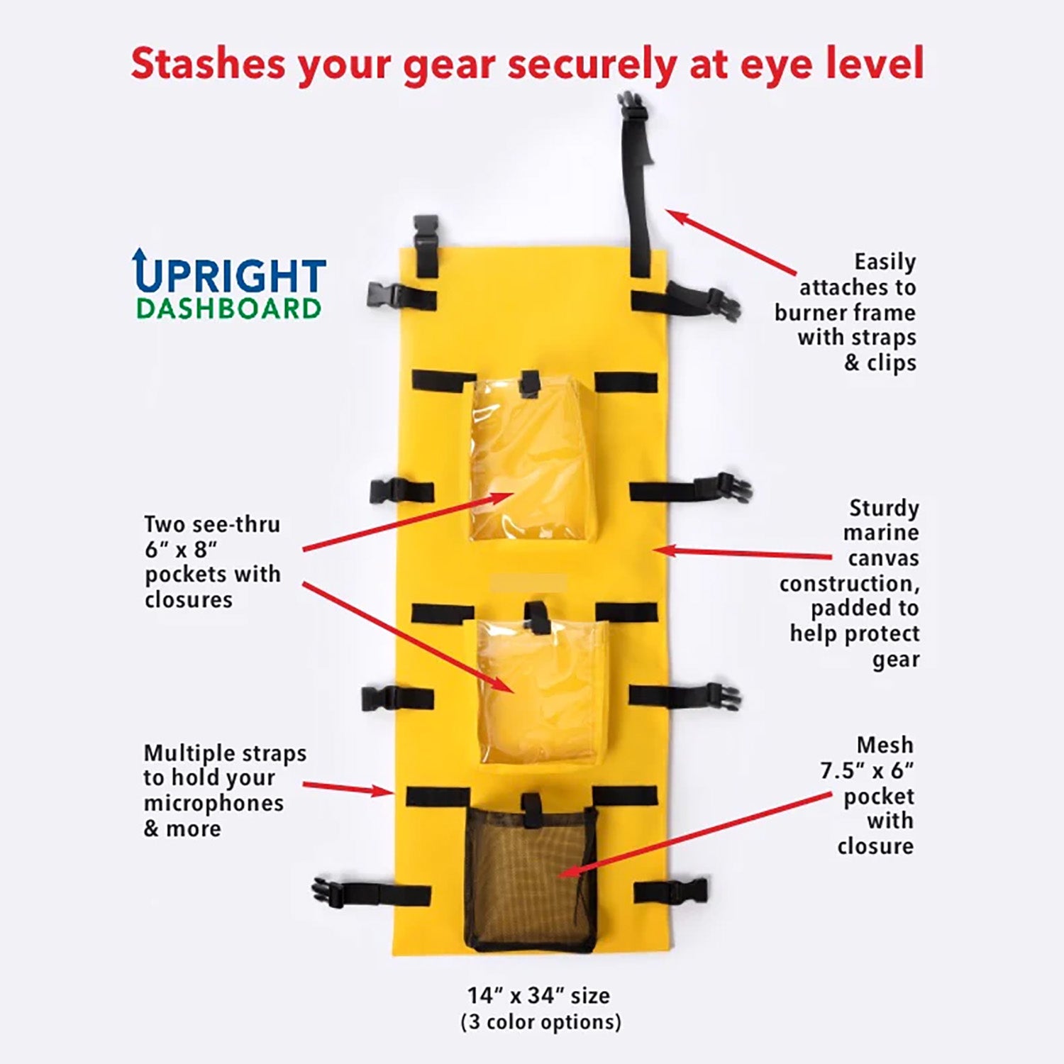 Upright Dashboard for Hot Air Balloons 3 see-through pockets let pilots access their gear when strapped to the upright. - details