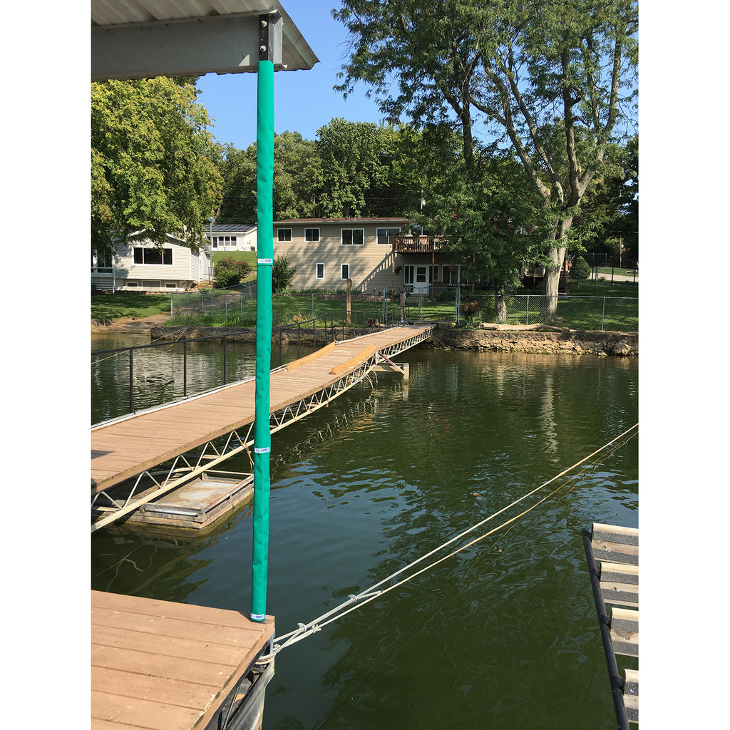 Pier Gear Pillar Wraps in green are decorative post covers for a boat dock on a Lake, beach, or ocean. The Pillar wraps have velcro secure along the backside. 36" tall and fits on square posts of 2", 2.5", or 3".