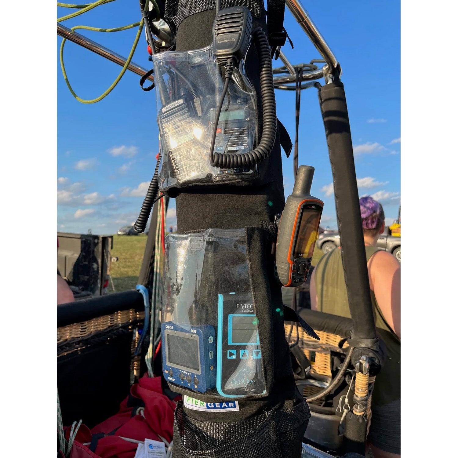 Upright Dashboard for Hot Air Balloons 3 see-through pockets let pilots access their gear when strapped to the upright. in flight