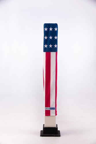 USA Flag boat dock post cover for 4x4 square boat dock post found in Okoboji. Stands 26" tall.