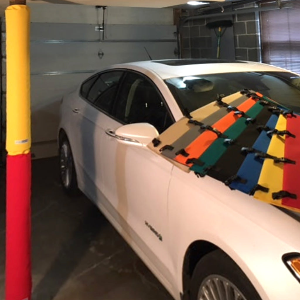Padding for garage poles. Garage pole pad that secures to your garage pole to prevent dings and dents on your car door. - color options